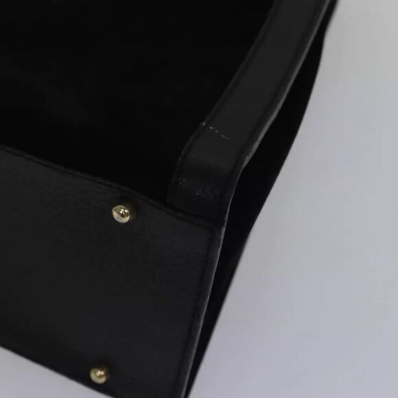 GUCCI Bamboo Hand Bag Suede Leather Black Gold 002 1186 0260 Auth ep5511 - Picture 11 of 16